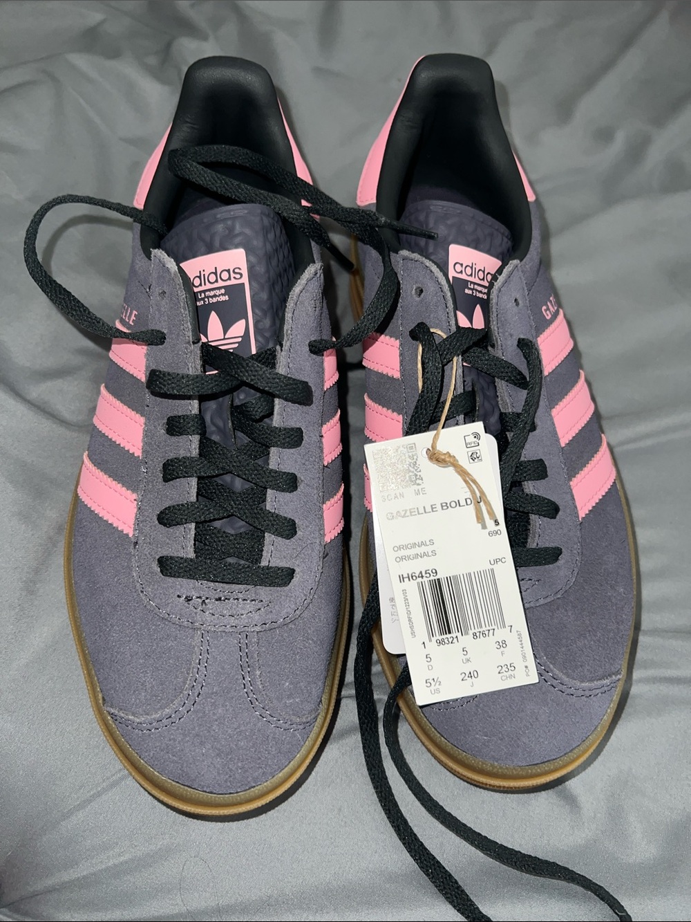 adidas Gazelle Bold Women’s Sneakers - Gray with Pink Accents